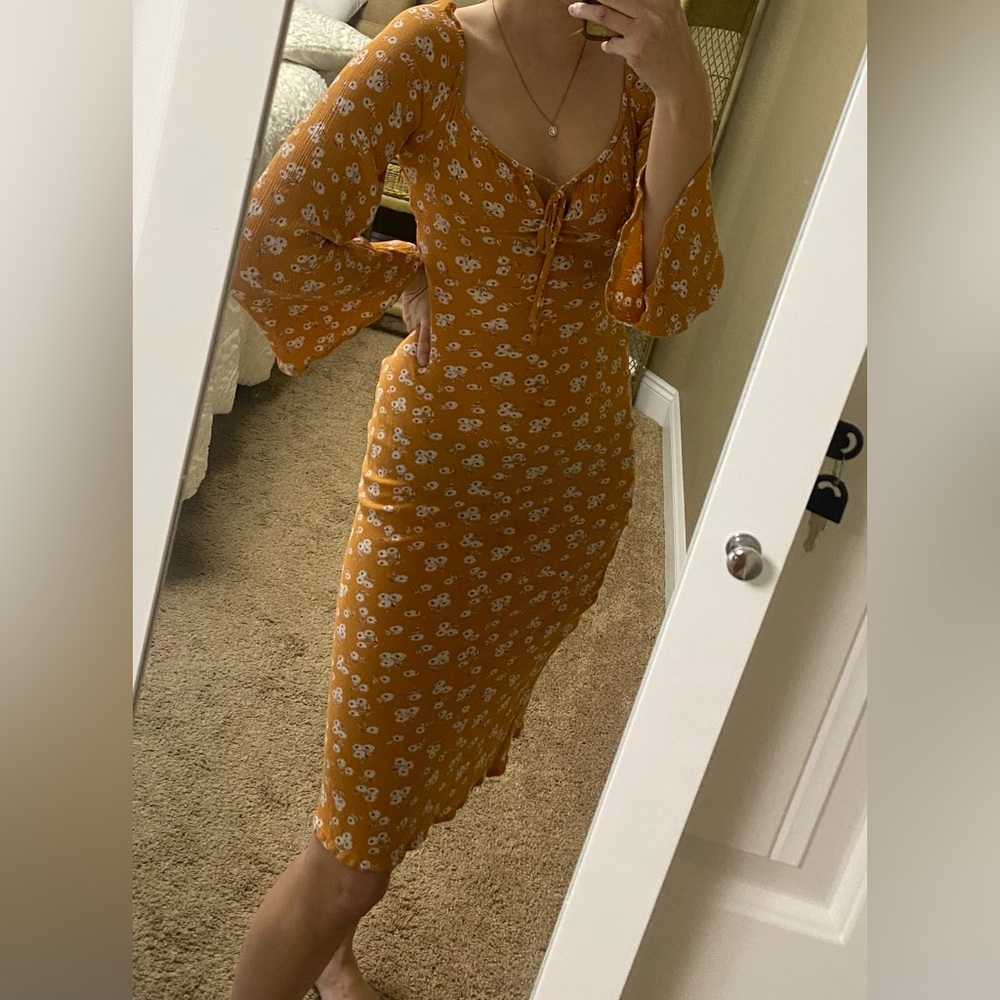 Orange floral print sundress, size S